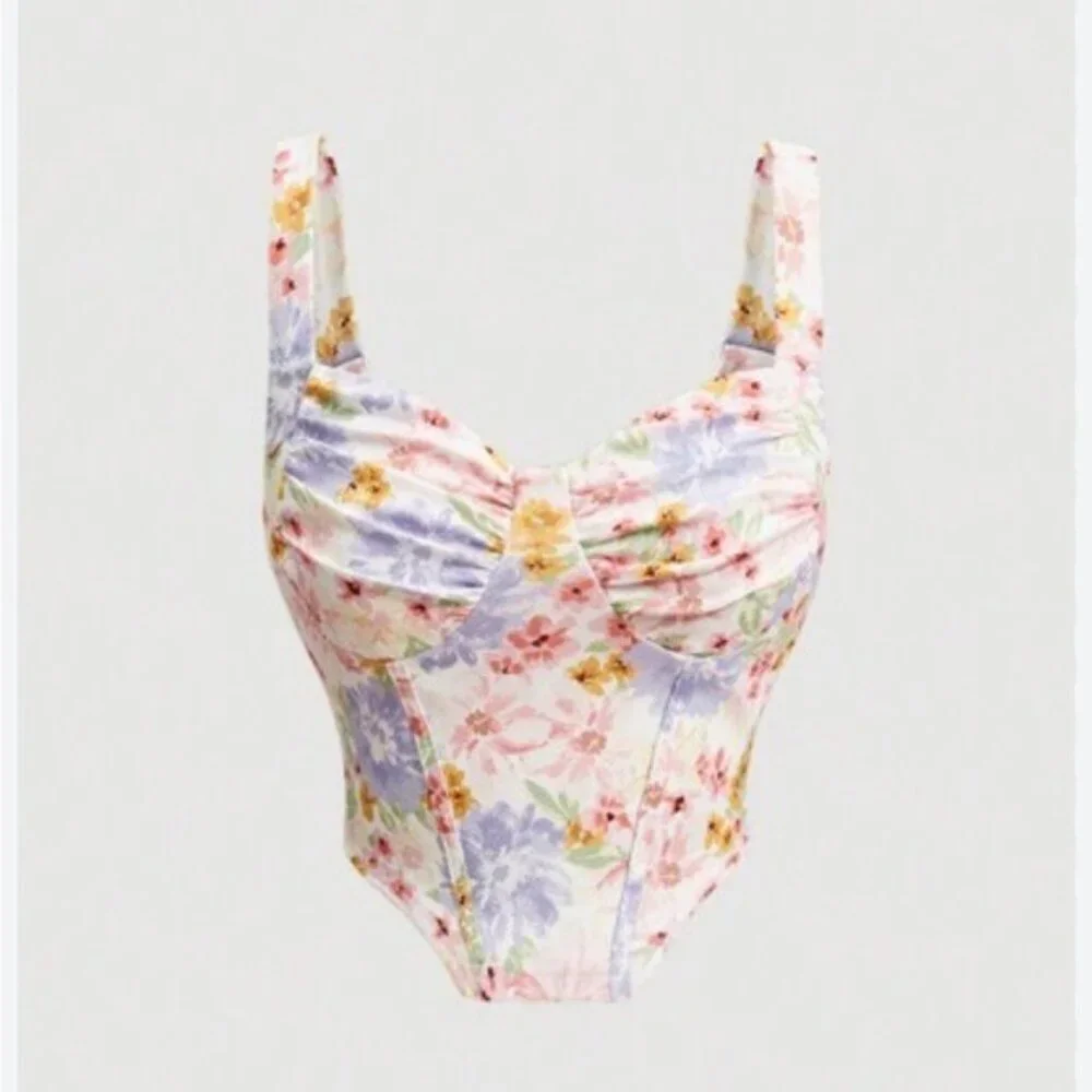 SHEIN Floral Corset Bustier Top L NWT Coquette Cottagecore Summer Baddie